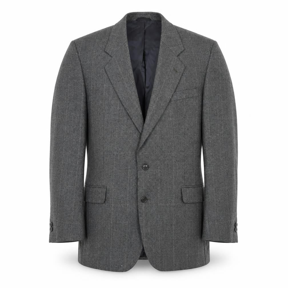 Front view of Periscope men’s grey check polyester jacket suit jacket, size 44, regular