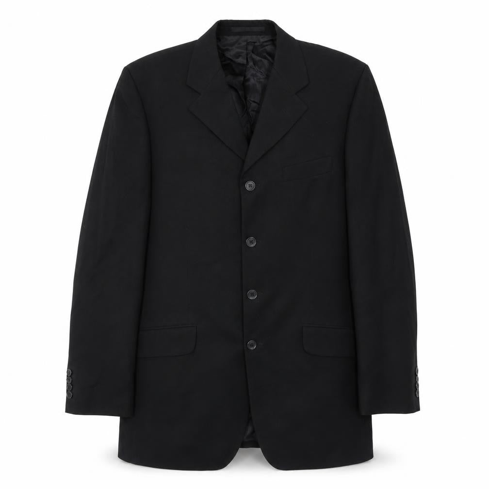 Front view of Daniel Grahame men’s black polyester jacket suit jacket, size 40, regular
