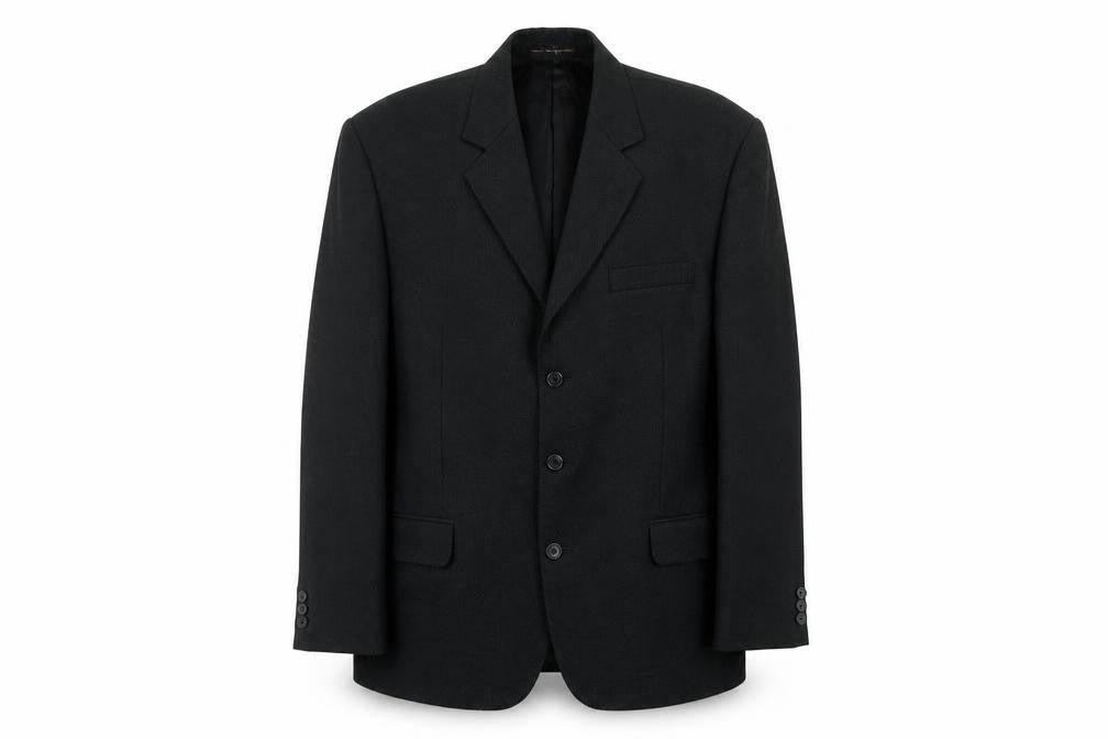 Front view of James Barry men’s black polyester jacket suit jacket, size 42, regular