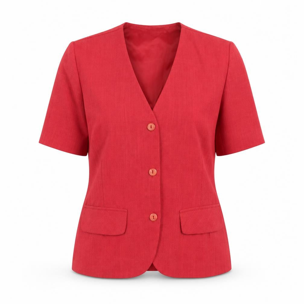 Front view of Studio Dee women’s pink polyester jacket blazer, size UK 14