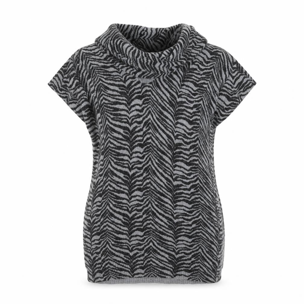 Initiail Womens Grey Roll Neck Animal Print Nylon Pullover Jumper Size M