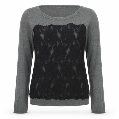 Gracia Womens Grey Boat Neck Polyester Pullover Jumper Size M - Lace Front