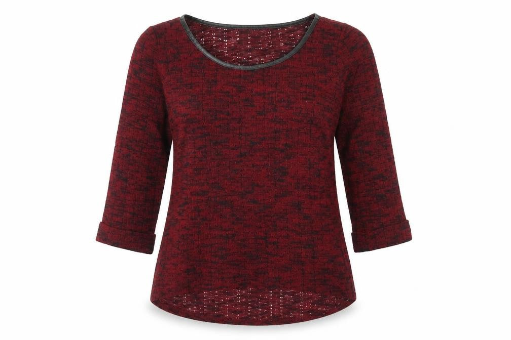 Front view of Next women’s red boat neck polyester jumper, size UK 10
