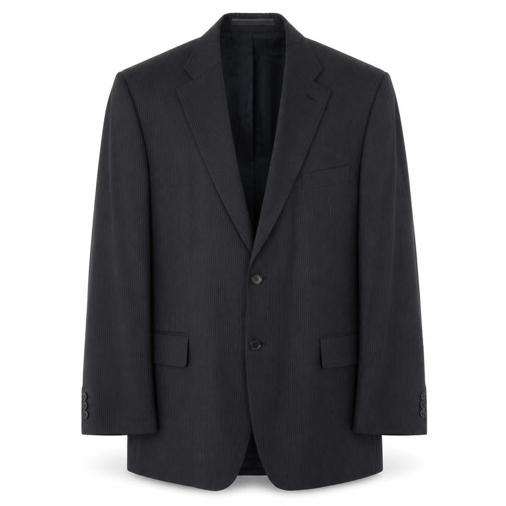 Marks and Spencer Mens Black Striped Cotton Jacket Suit Jacket Size XL Regular