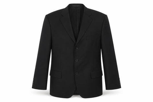 Front view of marks men’s black polyester jacket suit jacket, size 40, regular