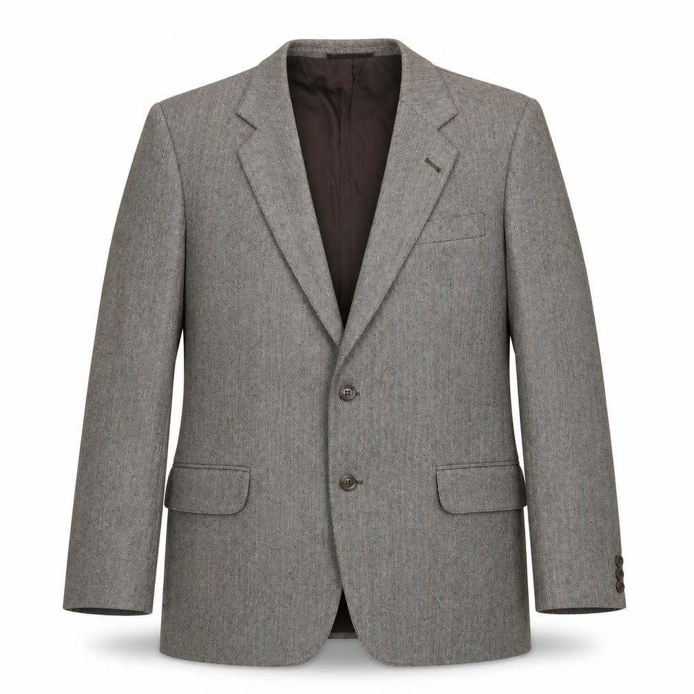 Front view of Glennmore men’s grey wool jacket suit jacket, size 40, regular