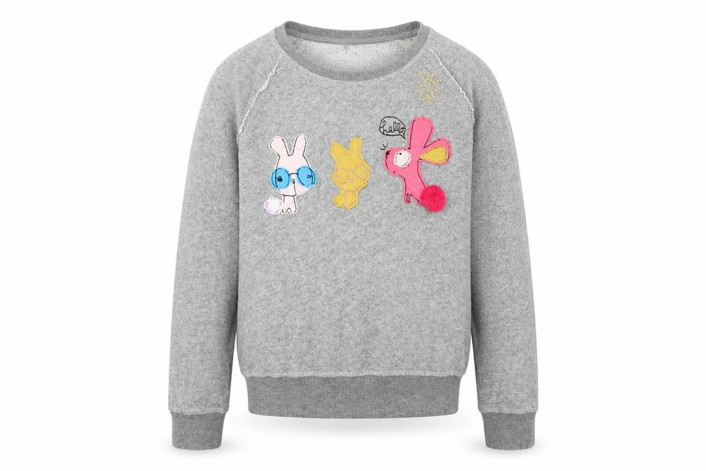 Front view of Next girls’ grey cotton pullover sweatshirt, size 10, years pullover
