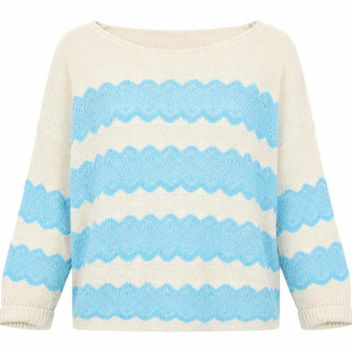 Katsun Womens Beige Round Neck Geometric Acrylic Pullover Jumper Size S - Size S-M
