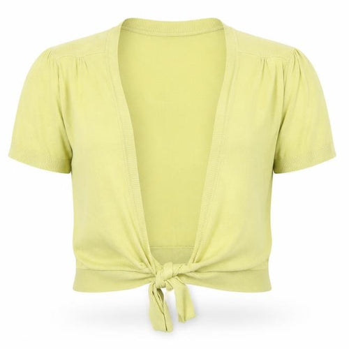Wallis Womens Green V-Neck Viscose Shrug Jumper Size XL - Tie Front