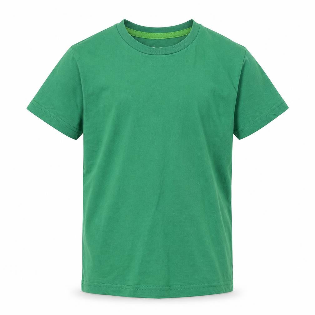 Lapsa Boys Green 100% Cotton Basic T-Shirt Size S Round Neck Pullover
