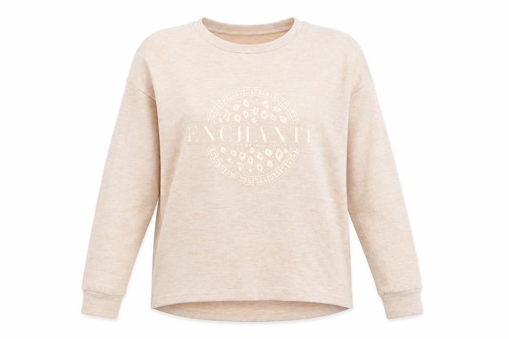 Front view of F&F women’s pink polyester pullover sweatshirt, size UK 6, pullover - enchante