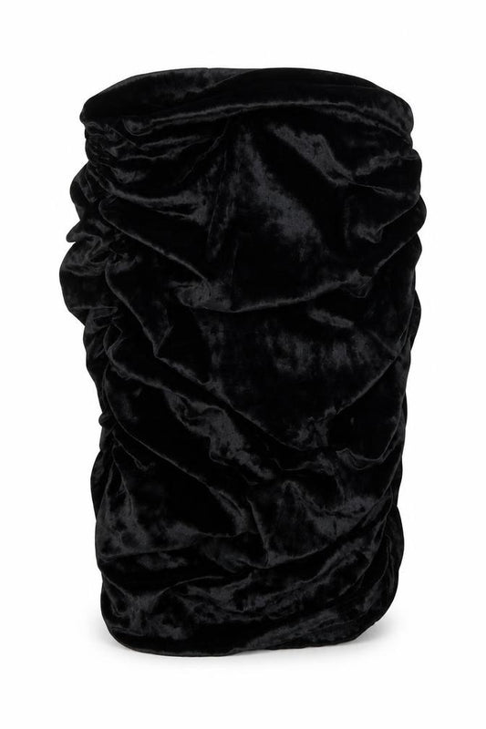 Front view of PRETTYLITTLETHING women’s black polyester bandage skirt, size UK 8
