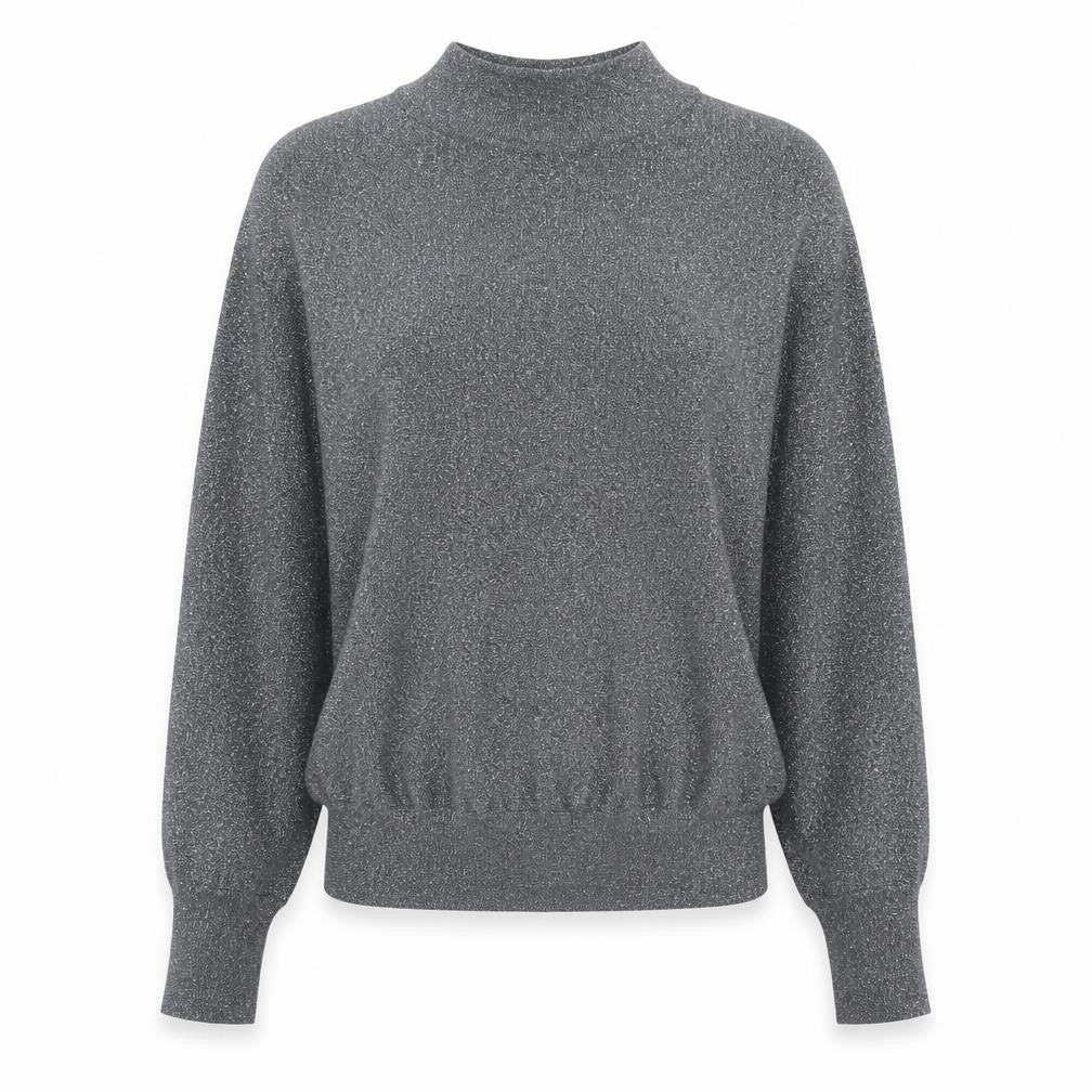 Front view of Marks & Spencer women’s silver round neck polyester jumper, size S