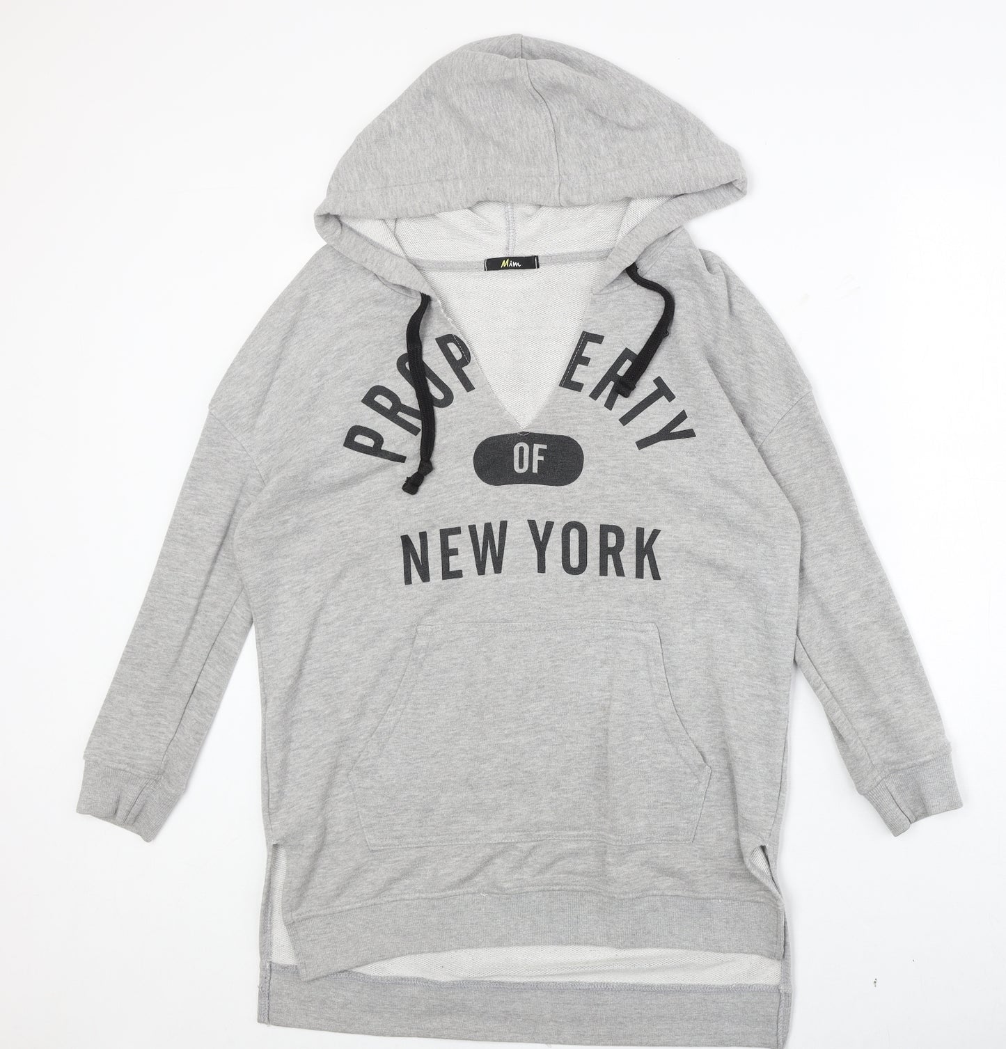 MiM Womens Grey Polyester Pullover Hoodie Size L Pullover