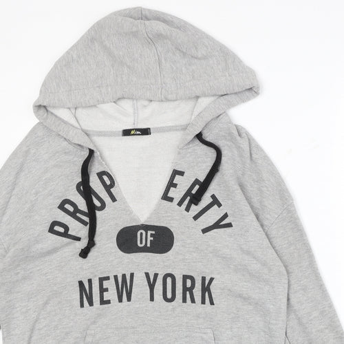 MiM Womens Grey Polyester Pullover Hoodie Size L Pullover