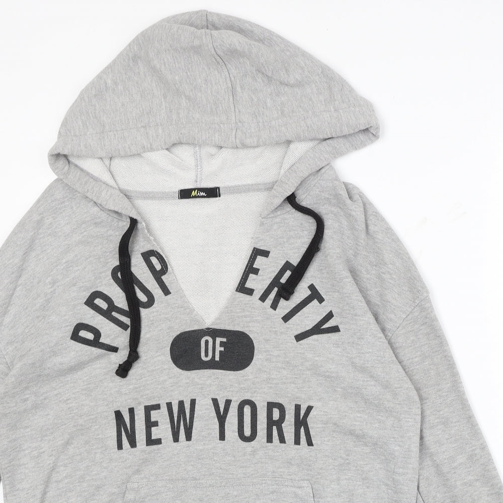MiM Womens Grey Polyester Pullover Hoodie Size L Pullover