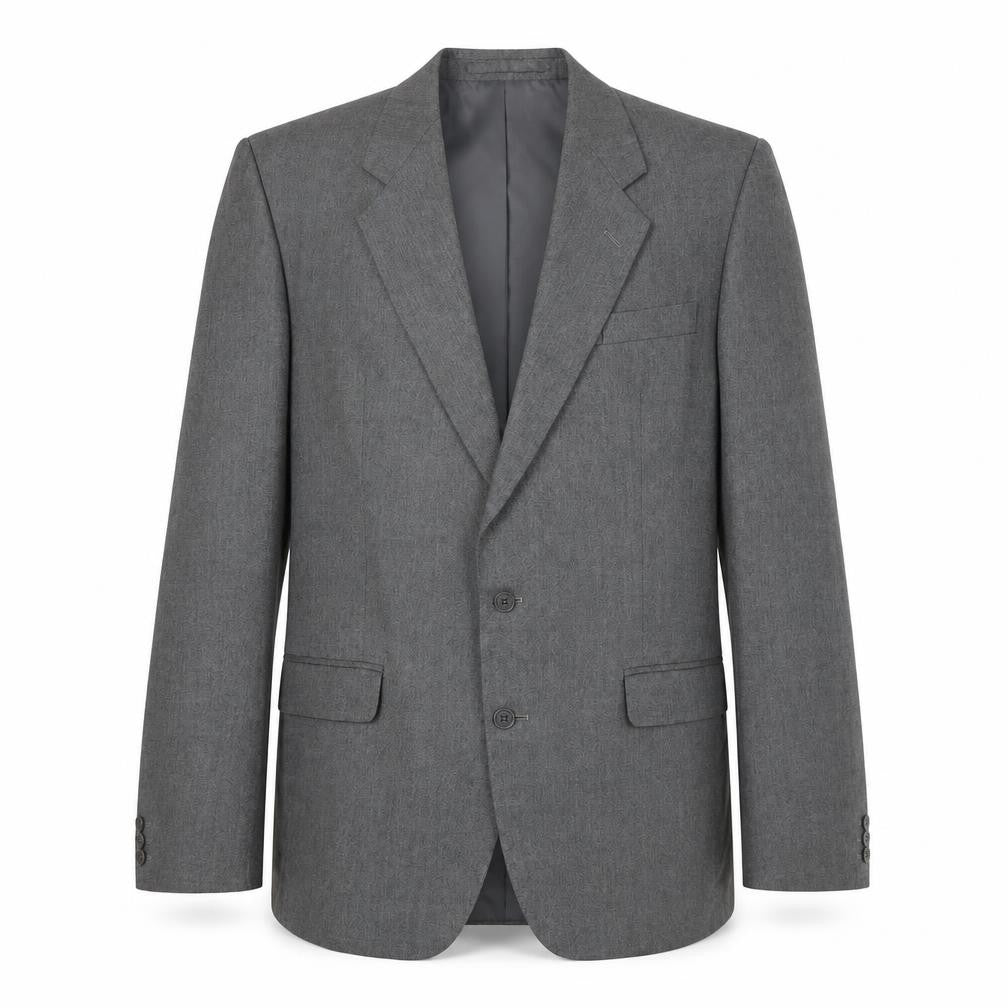 Front view of Pinstripe men’s grey polyester jacket suit jacket, size 44, regular