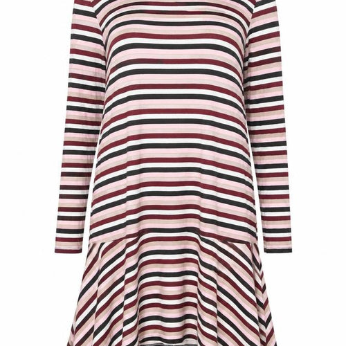 Boohoo Womens Multicoloured Striped Polyester Trapeze & Swing Size 8 Round Neck Pullover