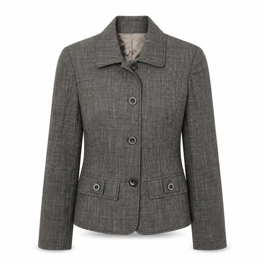 Front view of Next women’s grey jacket blazer, size UK 12, button