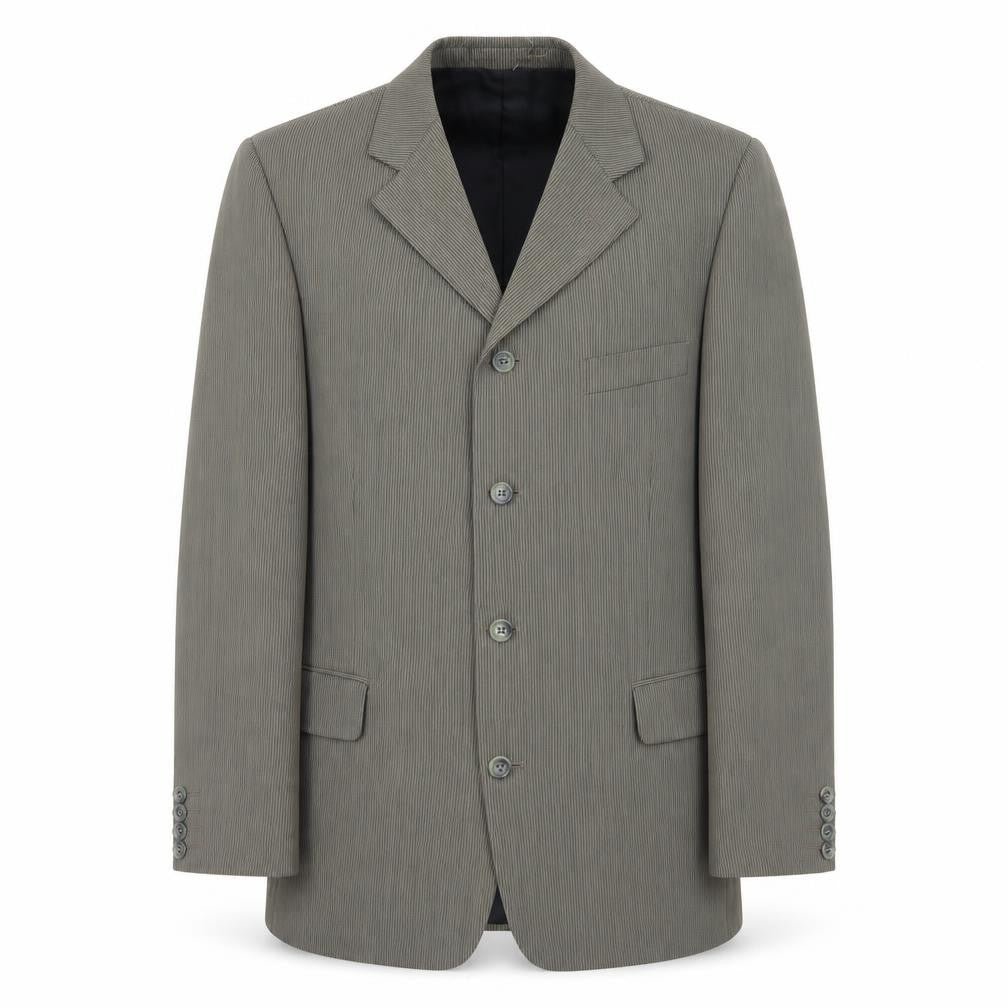 AW Trench Mens Grey Striped Polyester Jacket Blazer Size 42 Regular
