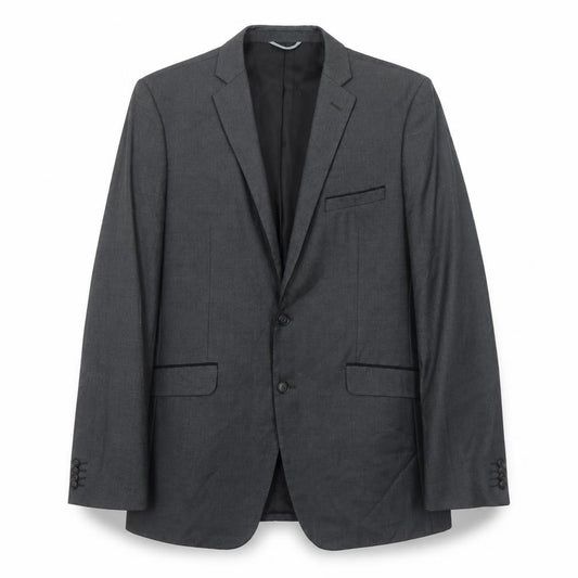 Front view of Burton men’s grey polyester jacket suit jacket, size 42, regular