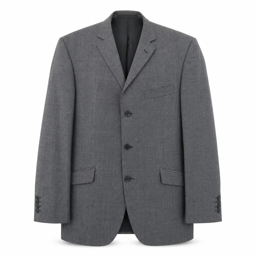 Front view of Marks & Spencer men’s grey polyester jacket blazer, size 42, regular