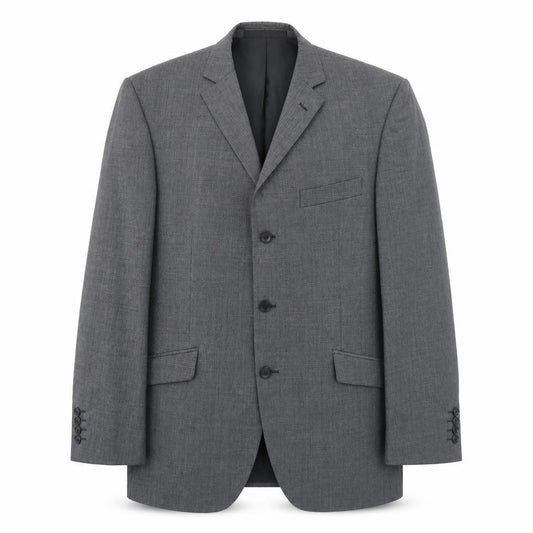 Front view of Marks & Spencer men’s grey polyester jacket blazer, size 42, regular