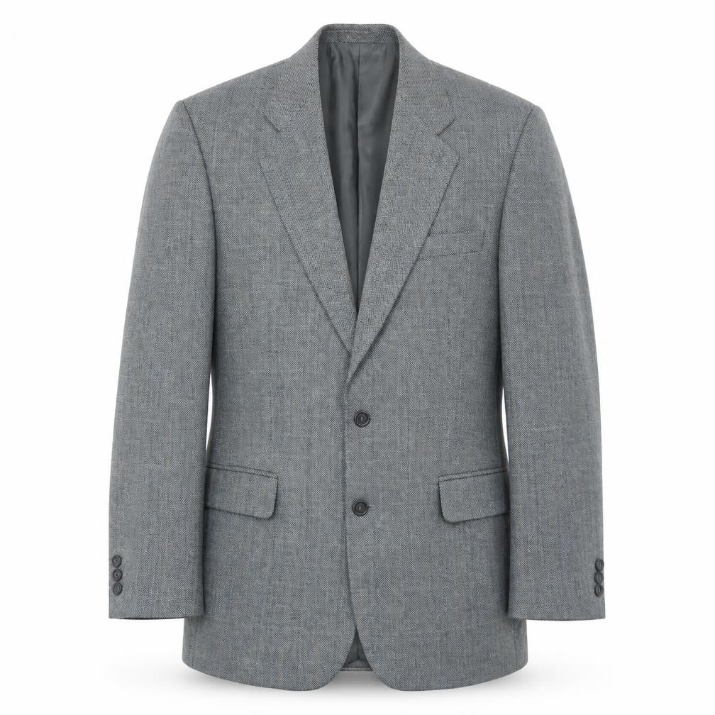 Front view of BHS men’s grey check polyester jacket blazer, size 42, regular