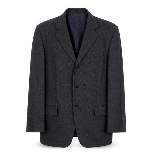 Preworn Mens Blue Geometric Polyester Jacket Suit Jacket Size 44 Regular
