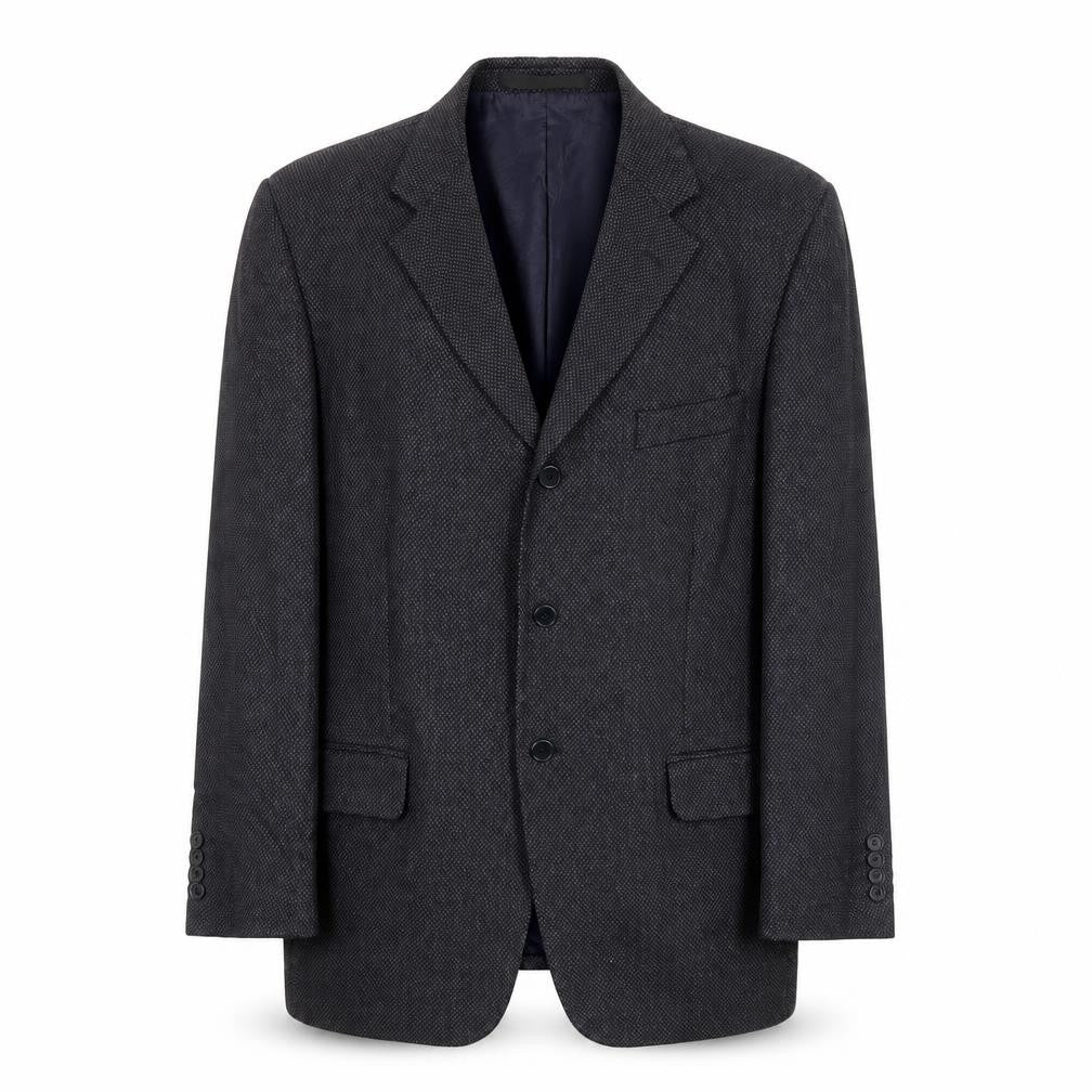 Preworn Mens Blue Geometric Polyester Jacket Suit Jacket Size 44 Regular