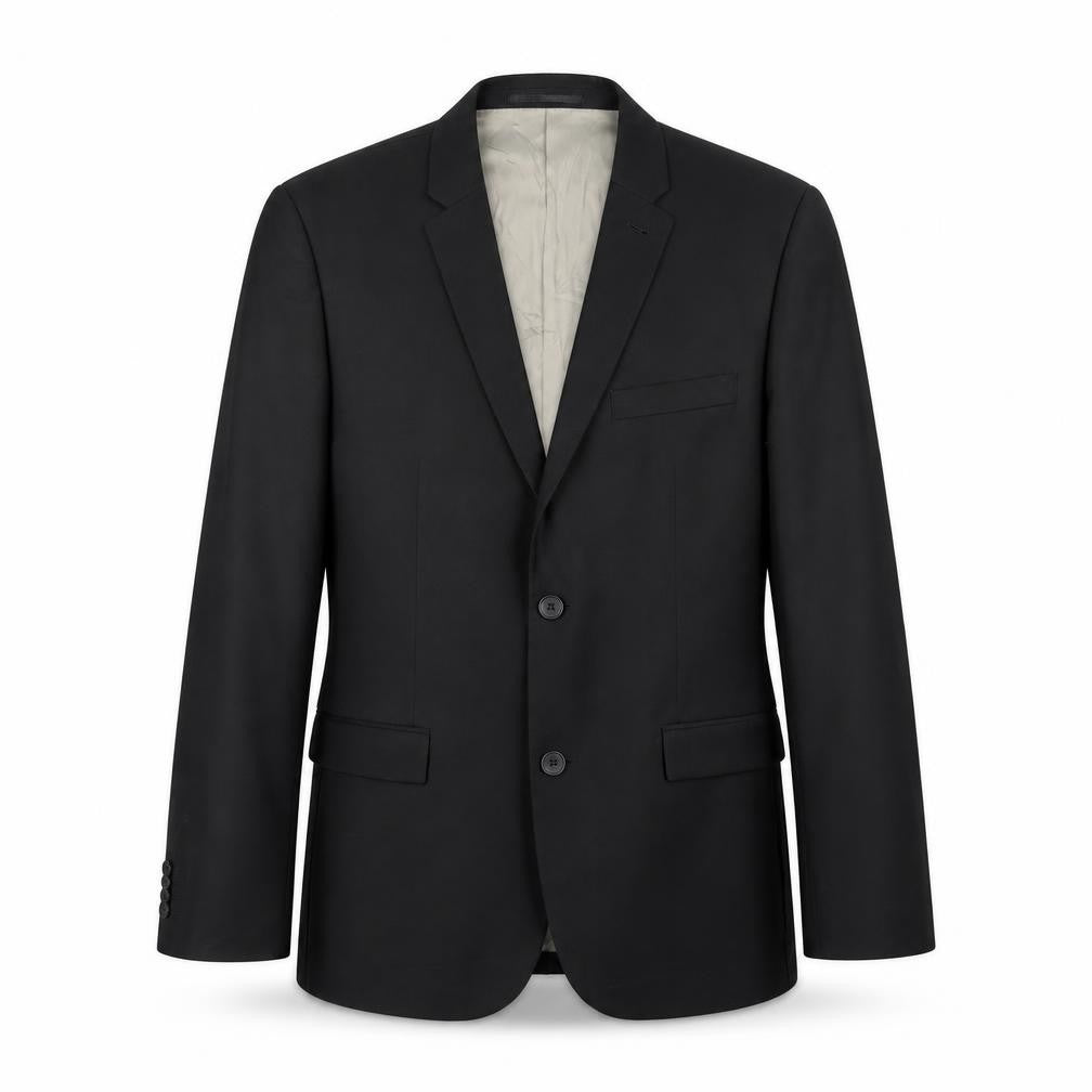 Front view of Topman men’s black polyester jacket suit jacket, size 42, regular