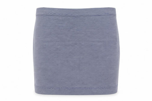 Front view of H&M women’s blue striped cotton bandage skirt, size S