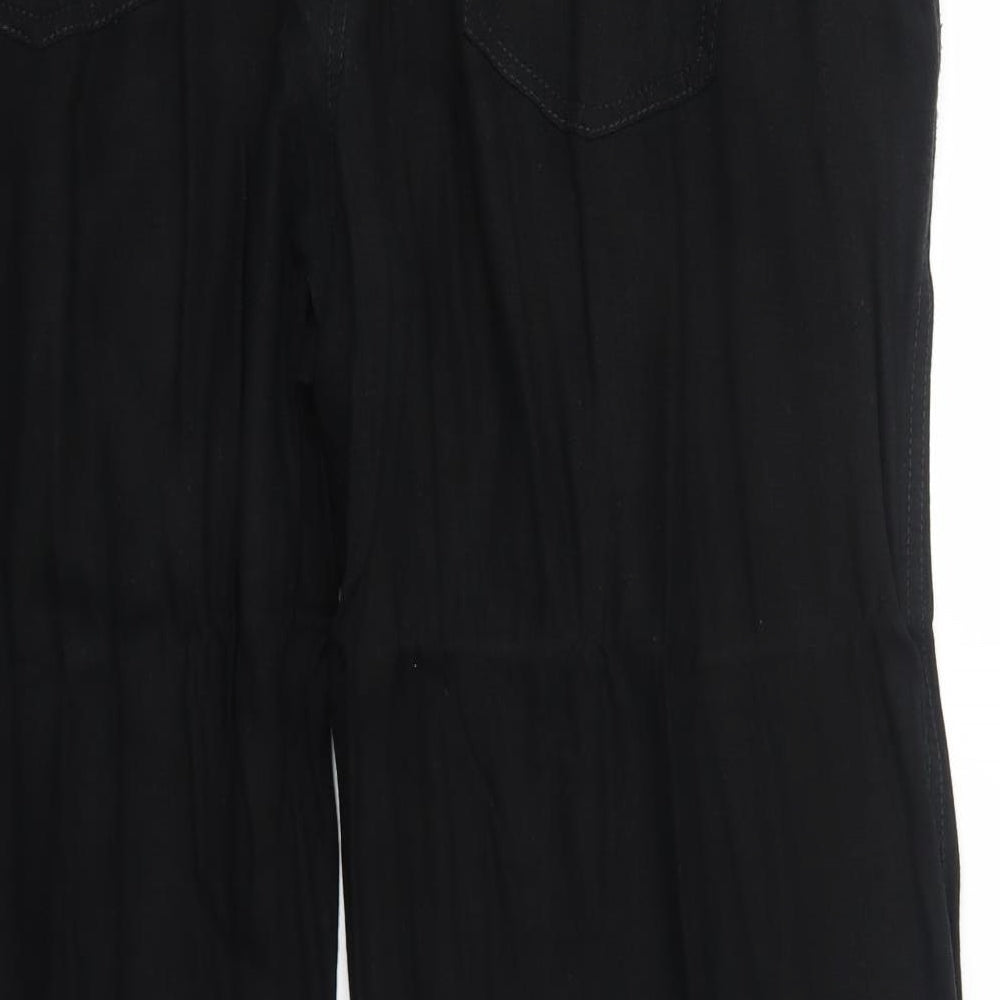 NEXT Womens Black Linen Trousers Size 22 Regular Zip - Adjustable Waist