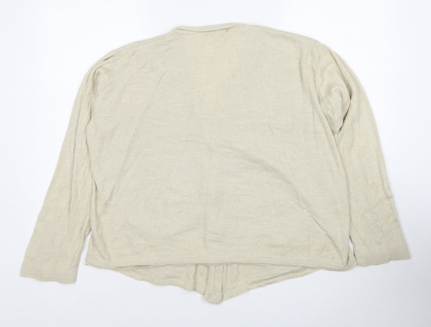 ME Womens Beige V-Neck Polyester Cardigan Jumper Size XL