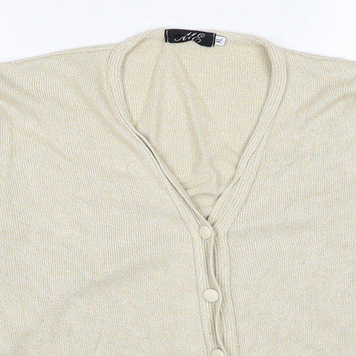 ME Womens Beige V-Neck Polyester Cardigan Jumper Size XL