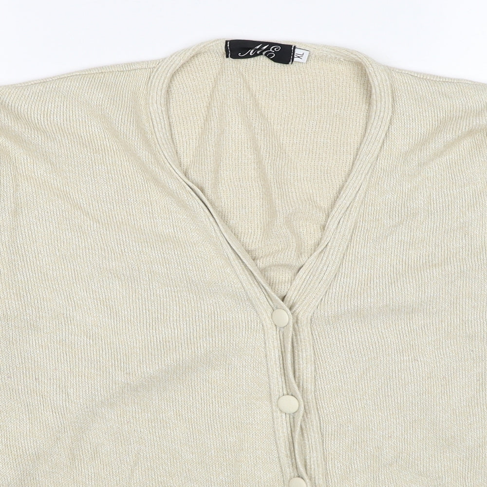 ME Womens Beige V-Neck Polyester Cardigan Jumper Size XL
