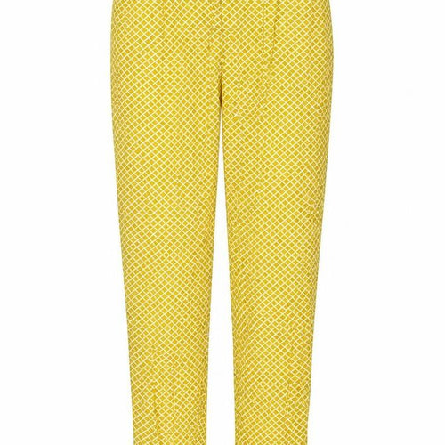 Marks and Spencer Womens Yellow Geometric Viscose Trousers Size 8 Regular Zip