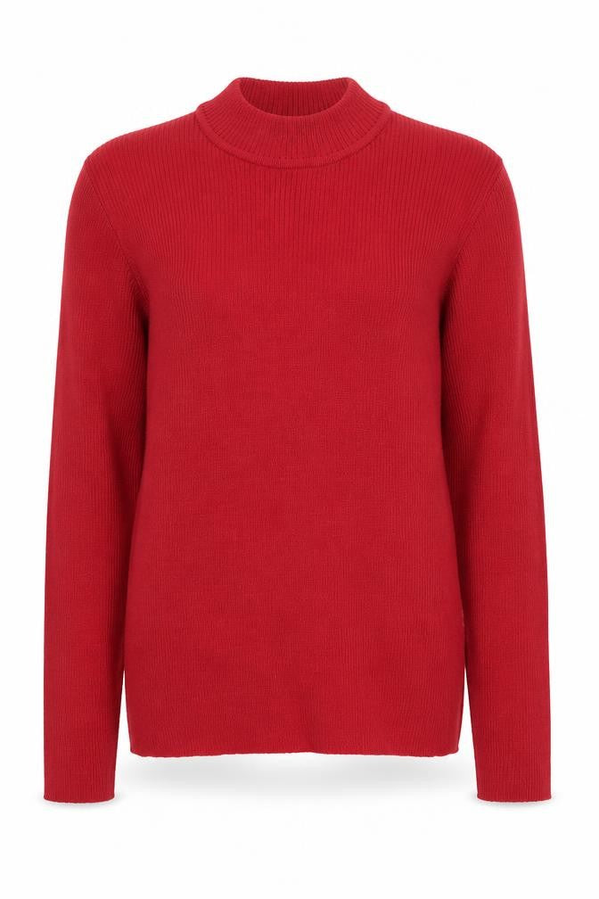 Afibel Womens Red Mock Neck Acrylic Pullover Jumper Size 10