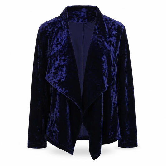 Front view of Avon women’s blue polyester jacket blazer, size UK 10, -, size UK 10-12