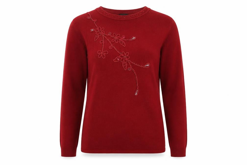Reflect Womens Red Round Neck Acrylic Pullover Jumper Size L - Size L/XL