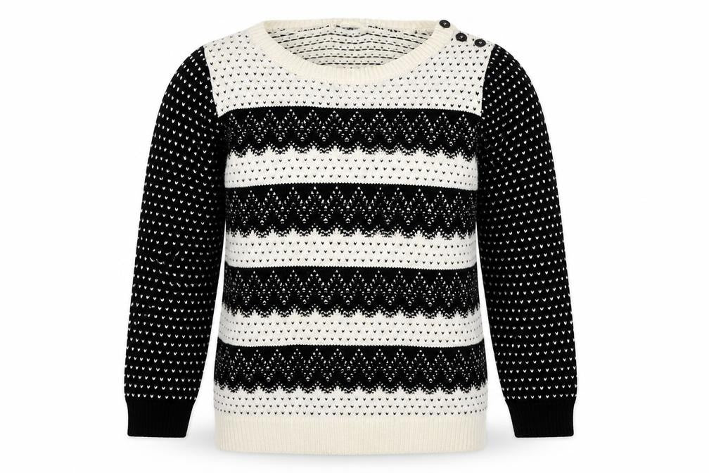 Front view of Cooperative women’s white round neck geometric acrylic jumper, size S
