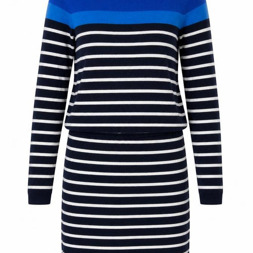 Smartset Womens Blue Striped Cotton Jumper Dress Size XS Round Neck Pullover