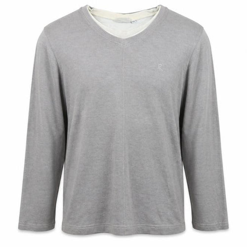 Ricci Mens Grey Round Neck Cotton Pullover Jumper Size M Long Sleeve