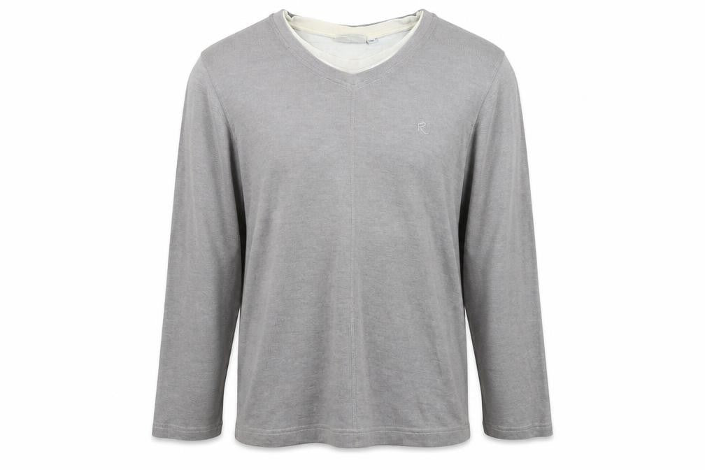 Ricci Mens Grey Round Neck Cotton Pullover Jumper Size M Long Sleeve