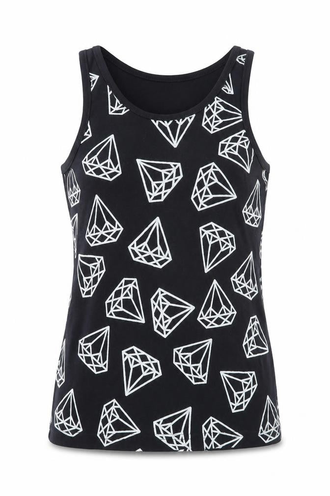 Fabric Womens Blue Geometric Cotton Basic Tank Size XS Round Neck - Diamond Print
