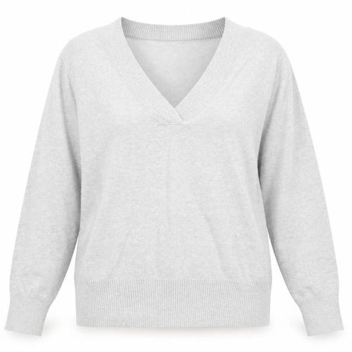 Gap Womens Grey V-Neck Cotton Pullover Jumper Size XL