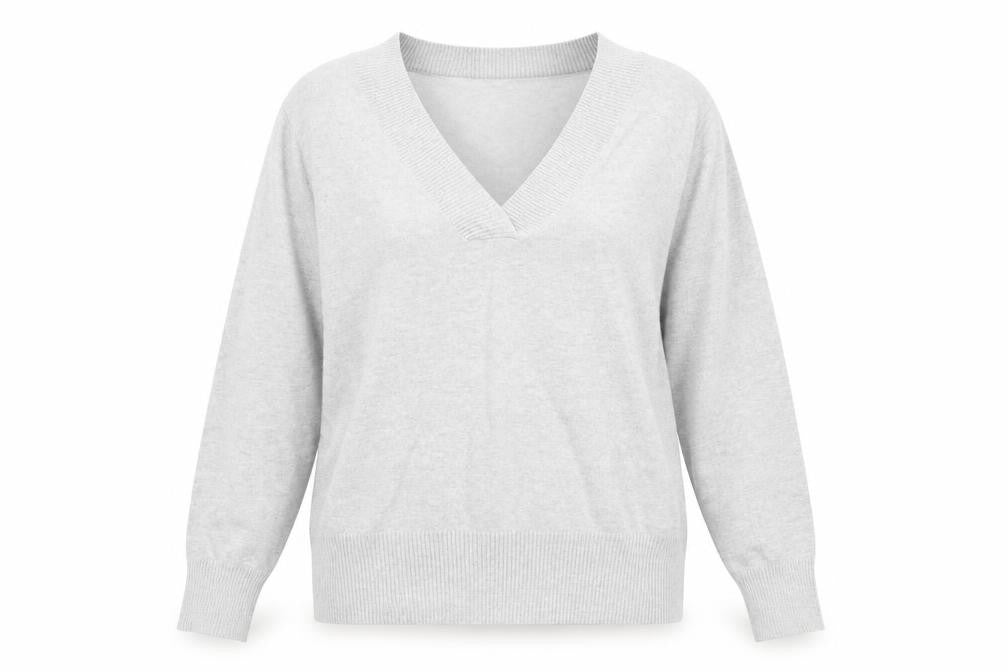 Gap Womens Grey V-Neck Cotton Pullover Jumper Size XL