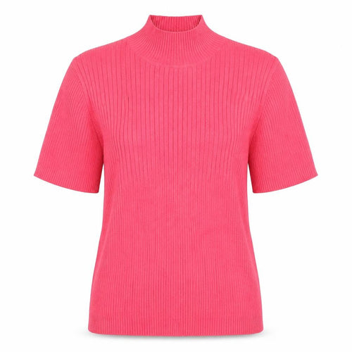 Joie de Vivre Womens Pink High Neck Ramie Pullover Jumper Size M - Ribbed