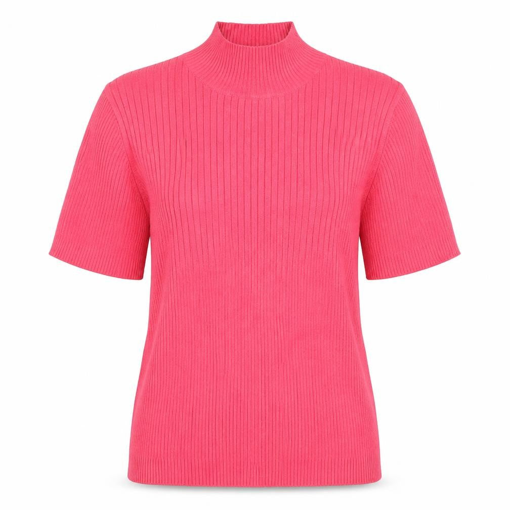 Joie de Vivre Womens Pink High Neck Ramie Pullover Jumper Size M - Ribbed