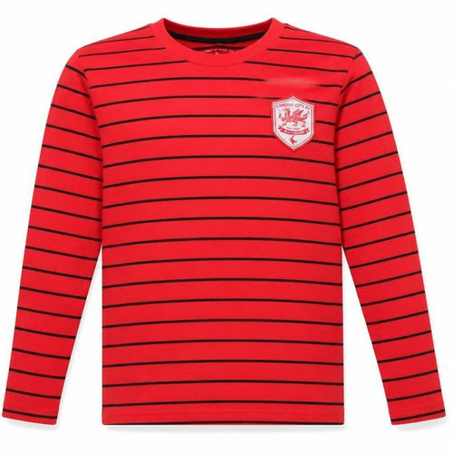 Cardiff City FC Mens Red Striped Cotton Button-Up Size S Round Neck Push Lock - Cardiff City FC